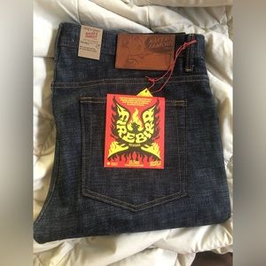 Naked & Famous Fire Bird Selvedge Jeans Weird Guy Missing Rivet